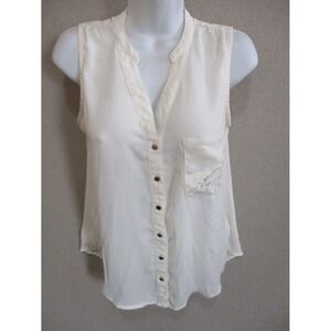 Under Skies Top Size Large Sleeveless Lace Inset Blouse